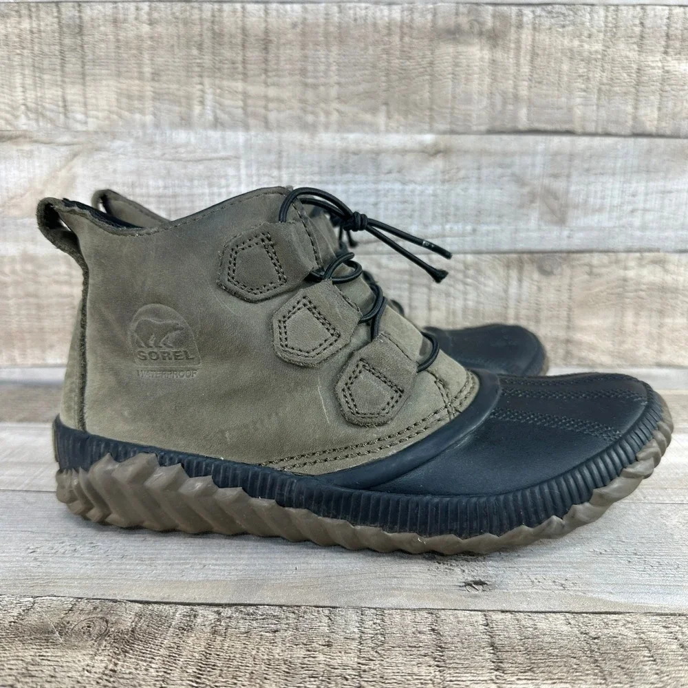 Sorel Womens Out‎ N About Plus Waterproof Booties Green Black Size 7